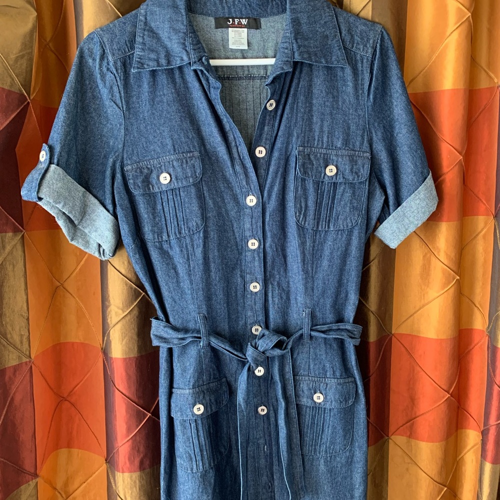 Denim Shirt Dress: button front